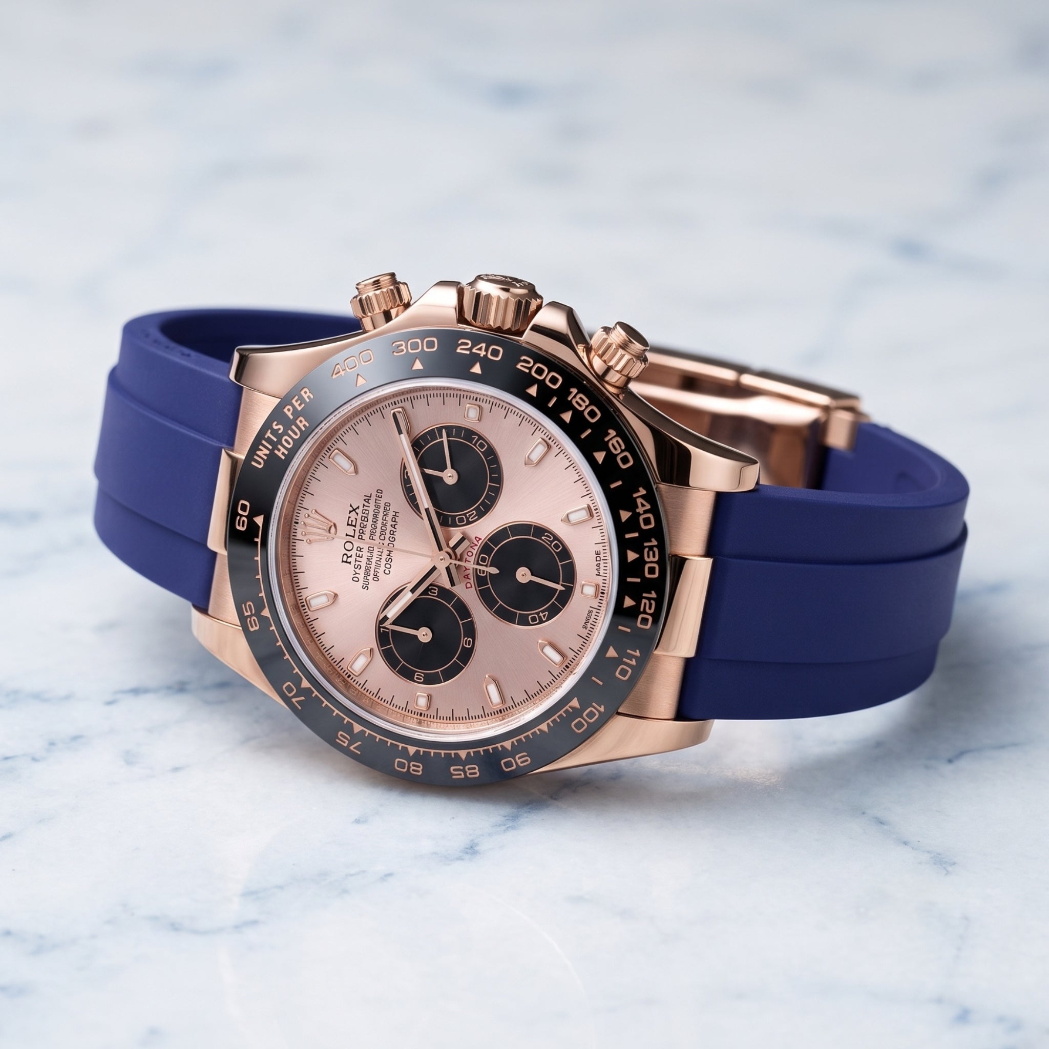Marineblaues FKM-Kautschukarmband für Rolex Oysterflex – Daytona, Yacht-Master & Sky-Dweller - Helvetus