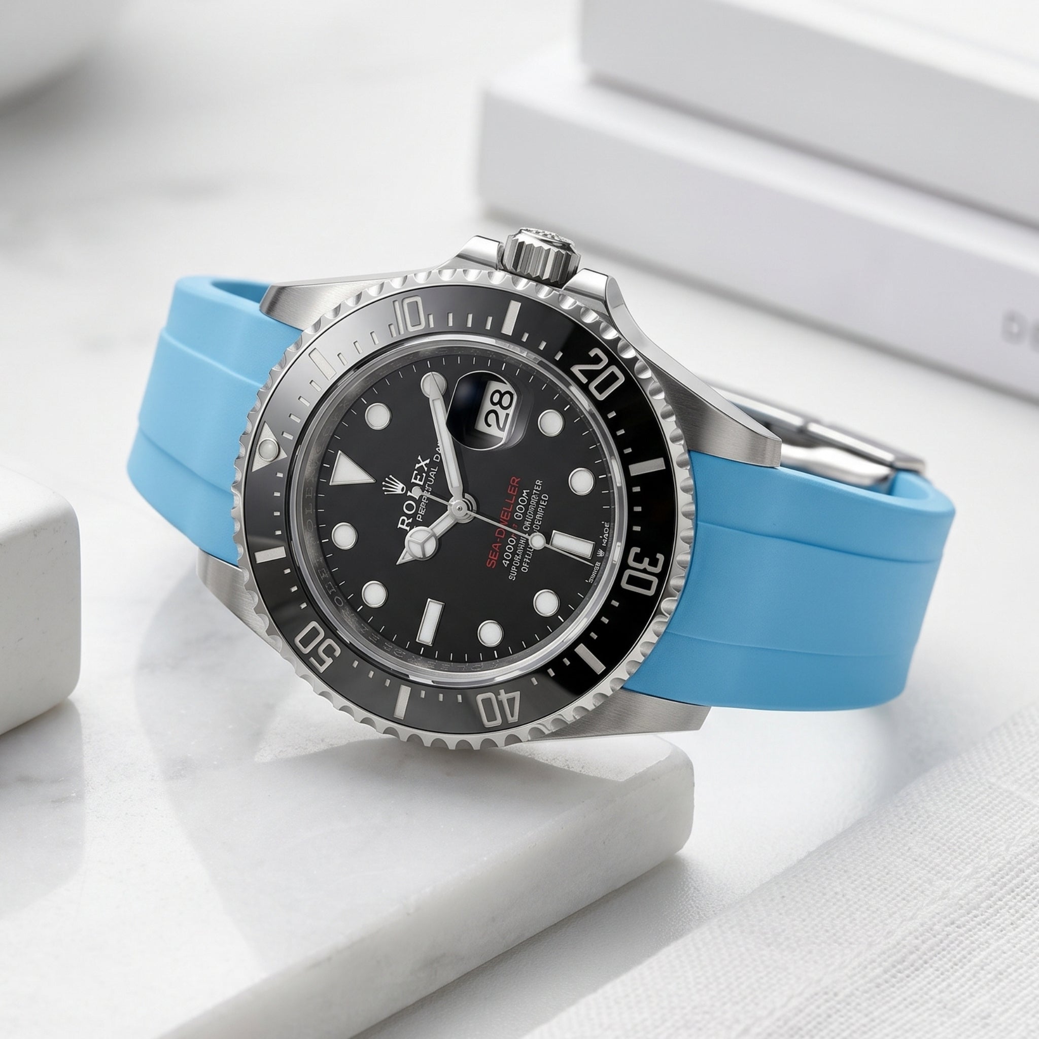 Kautschukarmband für Rolex Sea-Dweller – Hell Blau