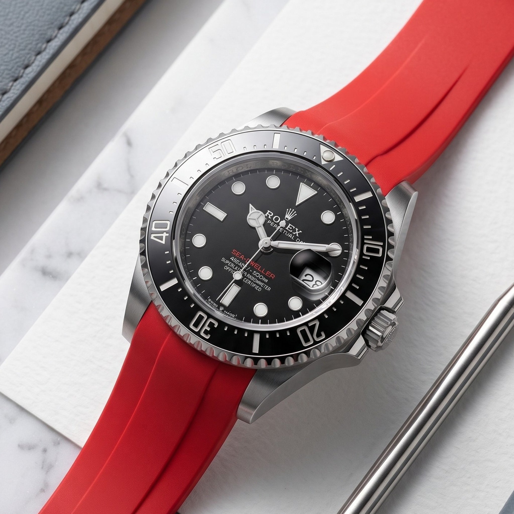 Kautschukarmband für Rolex Sea-Dweller – Rot