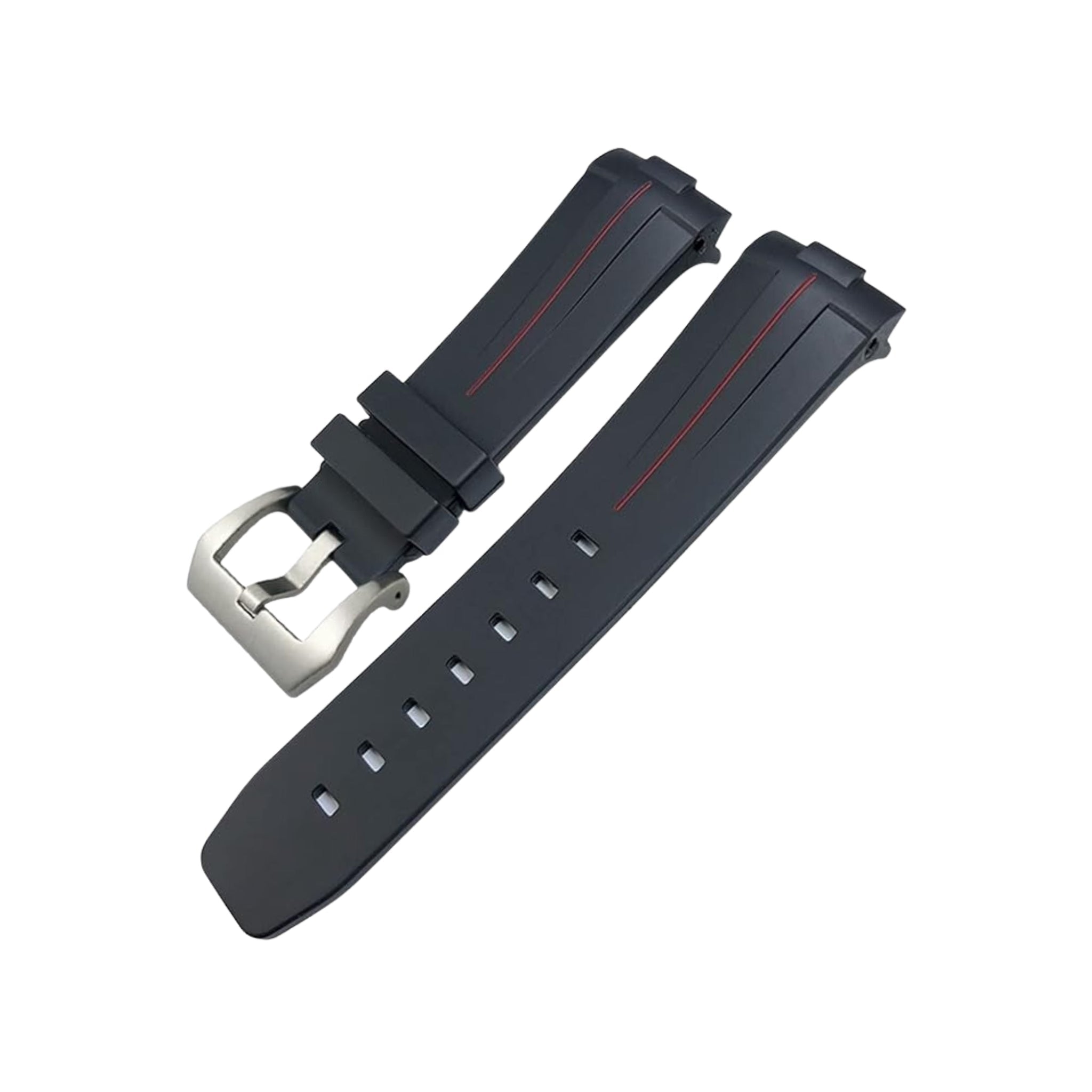 Rubber Curved Strap - For Panerai Luminor 44mm - Black w/Red - Helvetus