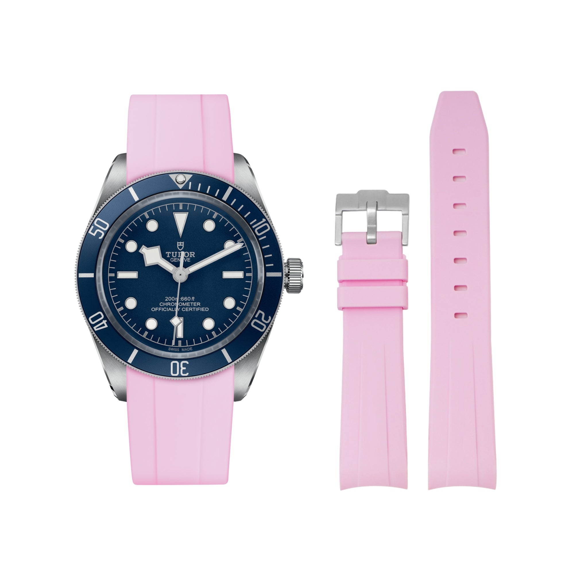 Rubber Strap - For all Tudor Black Bay Models - Pink - Helvetus