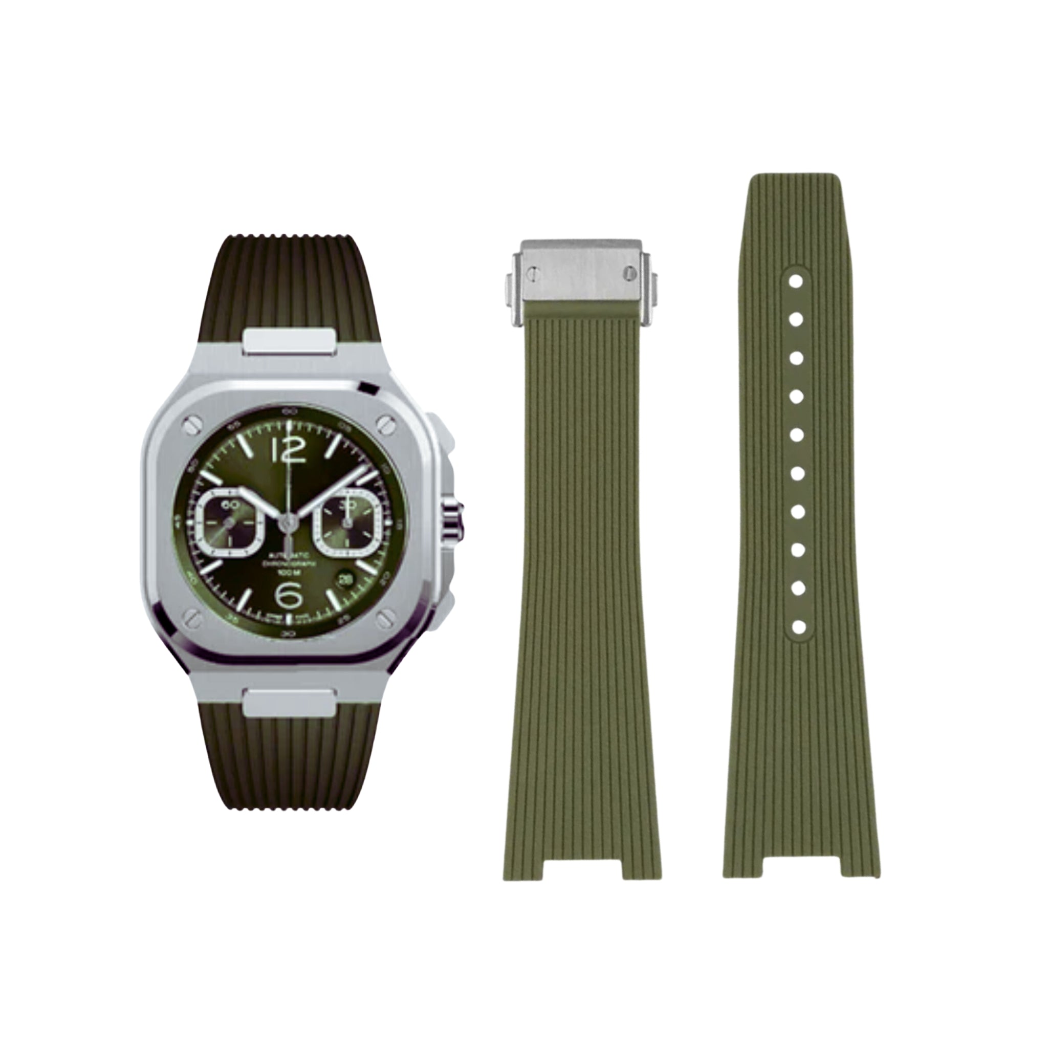 Rubber Strap - For Bell & Ross BR - 05 - Green - Helvetus