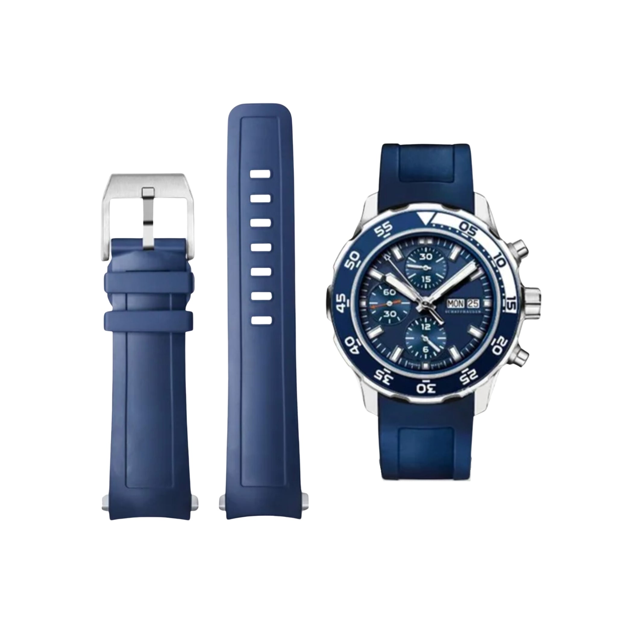 Rubber Strap - For IWC Aquatimer 2000 - Blue - Helvetus