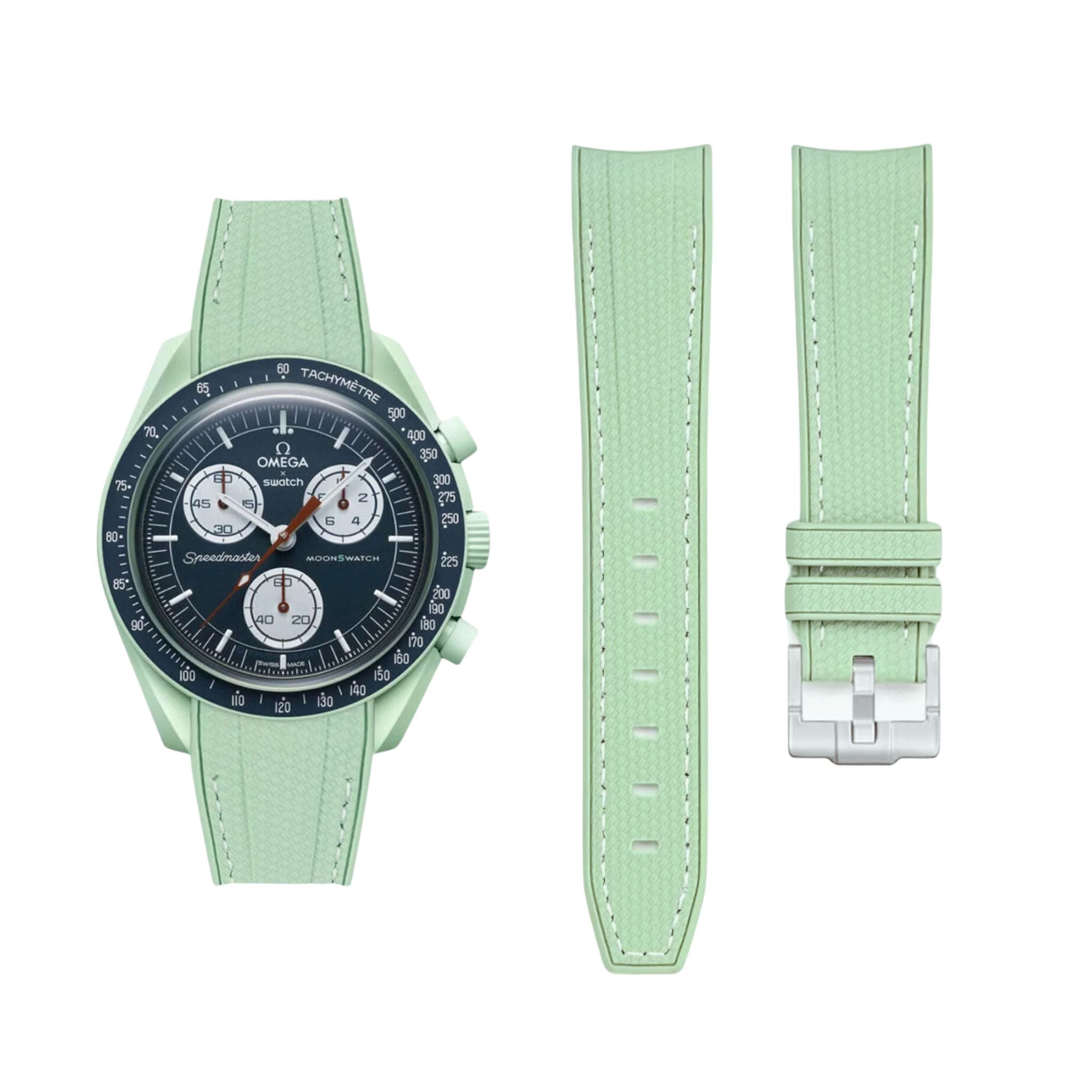 Rubber Strap - For Mission on Earth | Omega X Swatch | MoonSwatch - Green w/Green - Helvetus