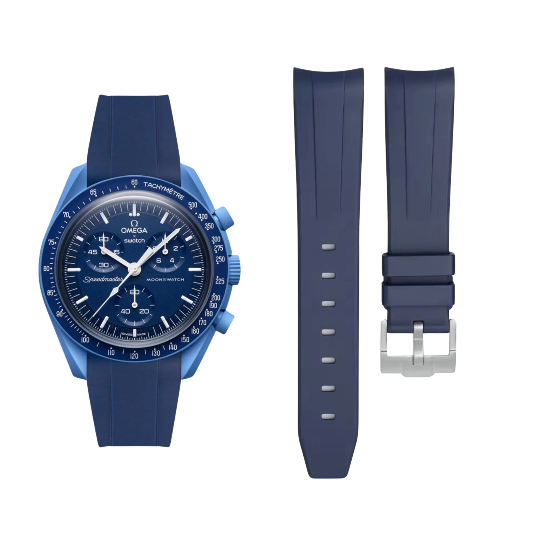 Rubber Strap - For Mission to Neptune | Omega X Swatch | MoonSwatch - Navy Blue - Helvetus