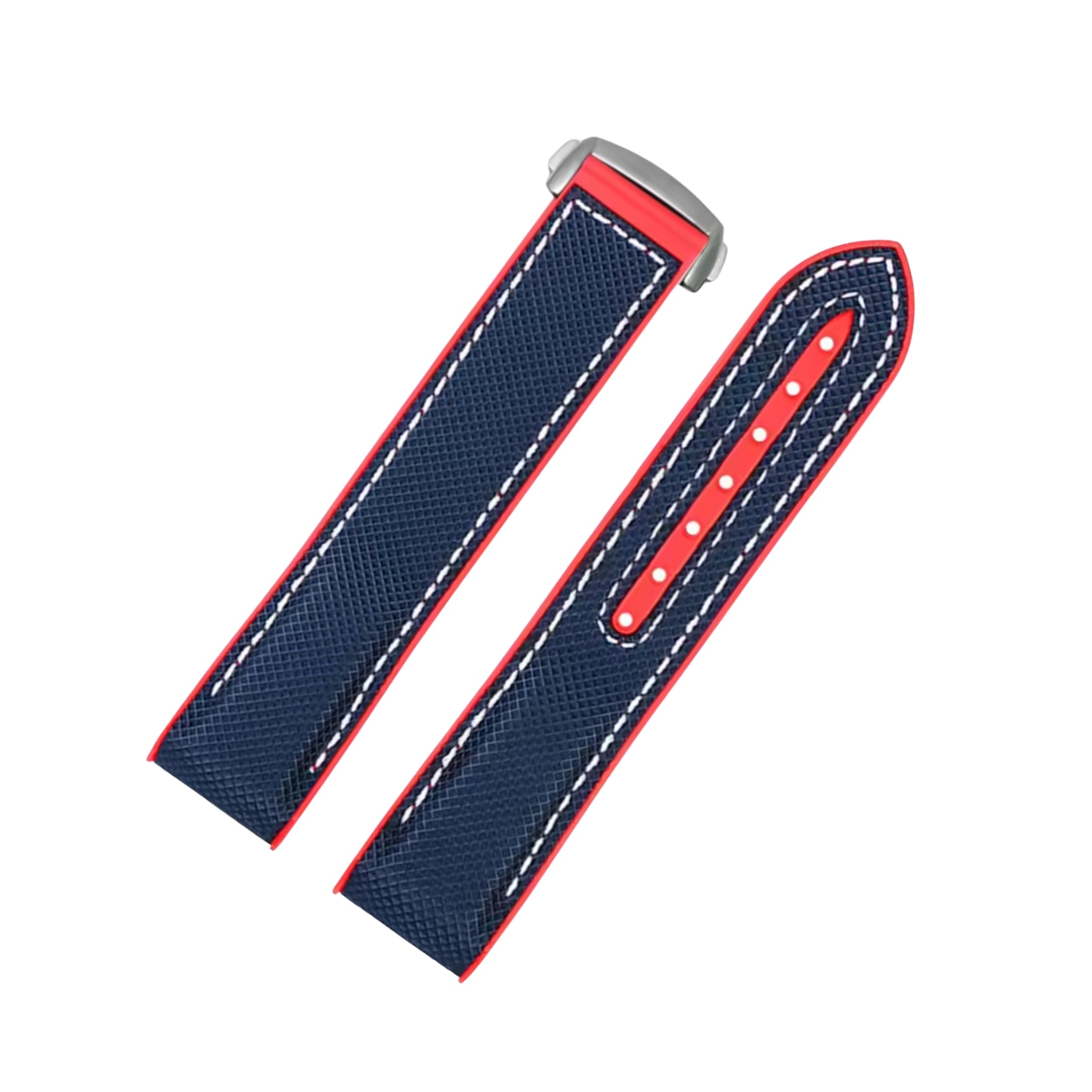 Rubber Strap - For Omega Seamaster Planet Ocean - Blue/Red - Helvetus