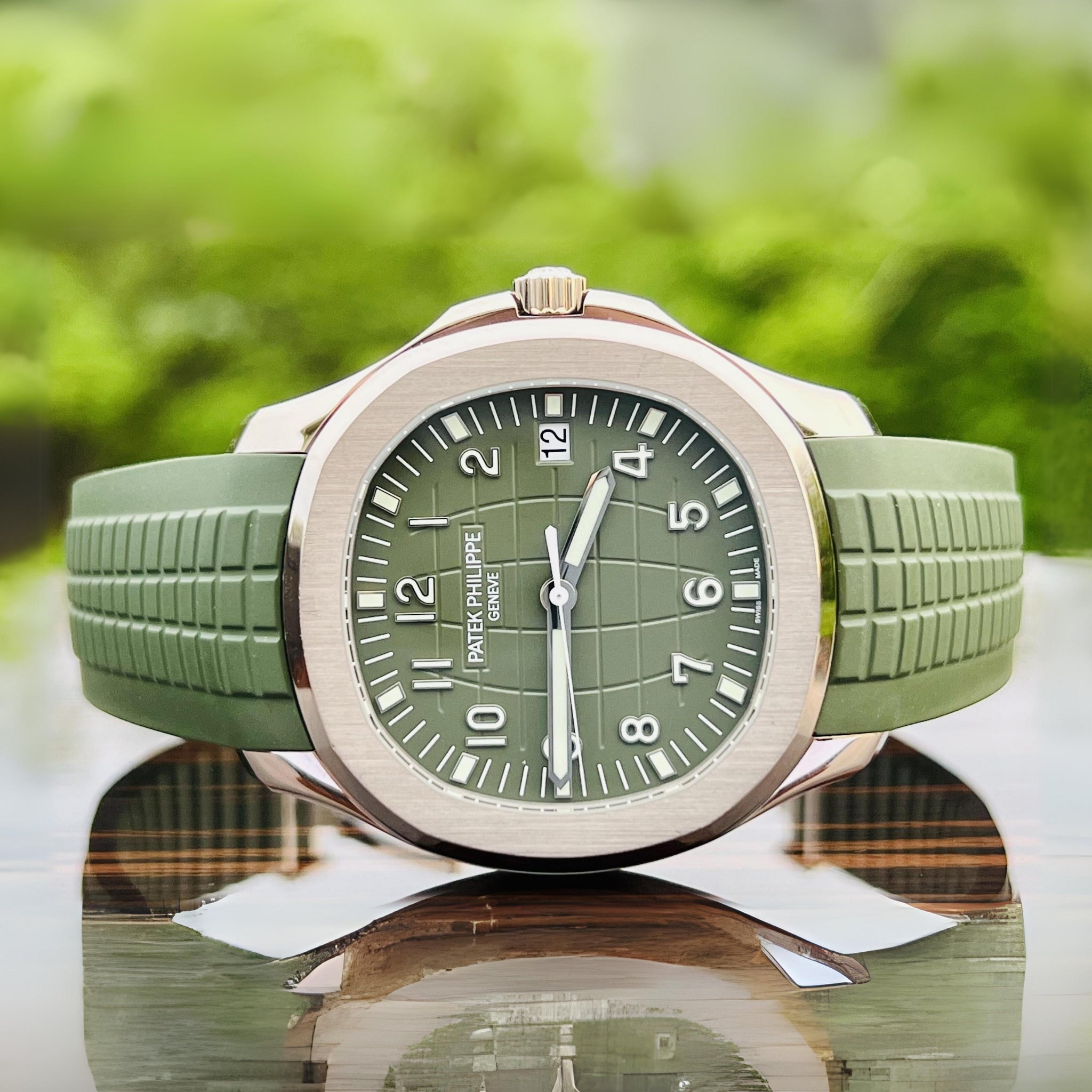 Rubber Strap - For Patek Philippe Aquanaut - Olive Green - Helvetus