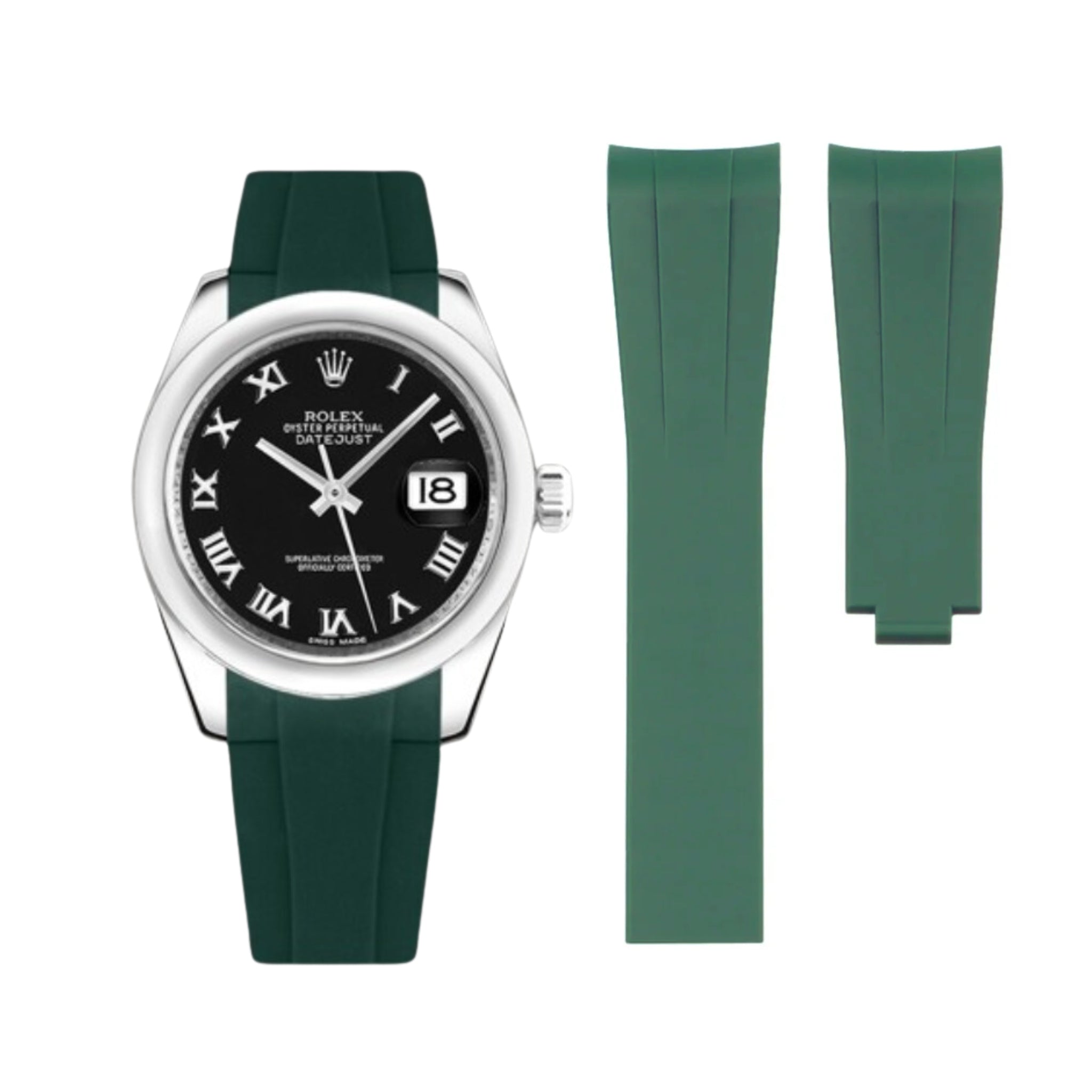 Rubber Strap - For Rolex Datejust 31mm - Green - Helvetus