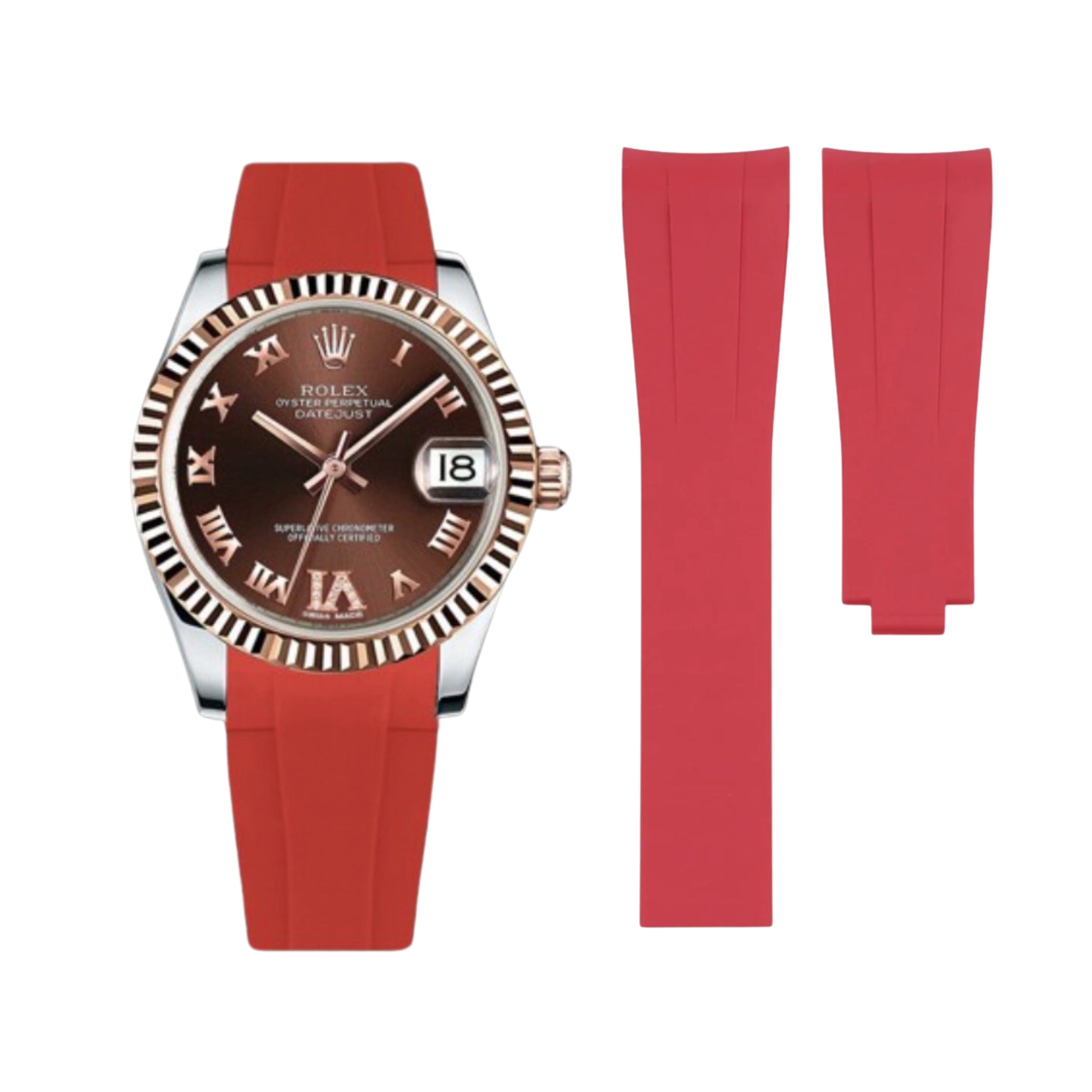 Rubber Strap - For Rolex Datejust 31mm - Red - Helvetus