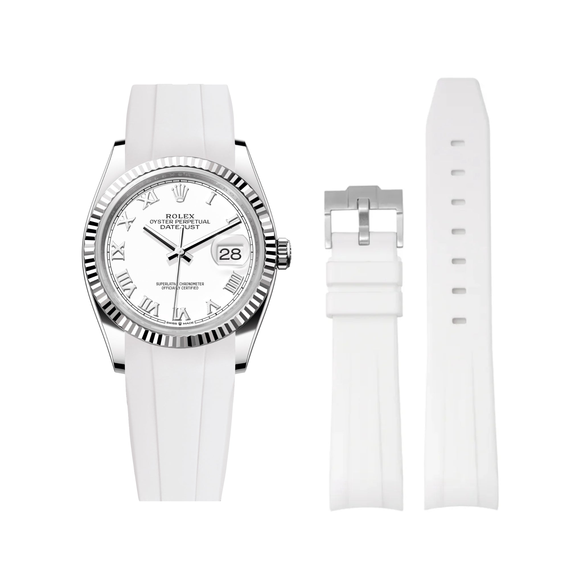 Rubber Strap - For Rolex Datejust 36 - White - Helvetus