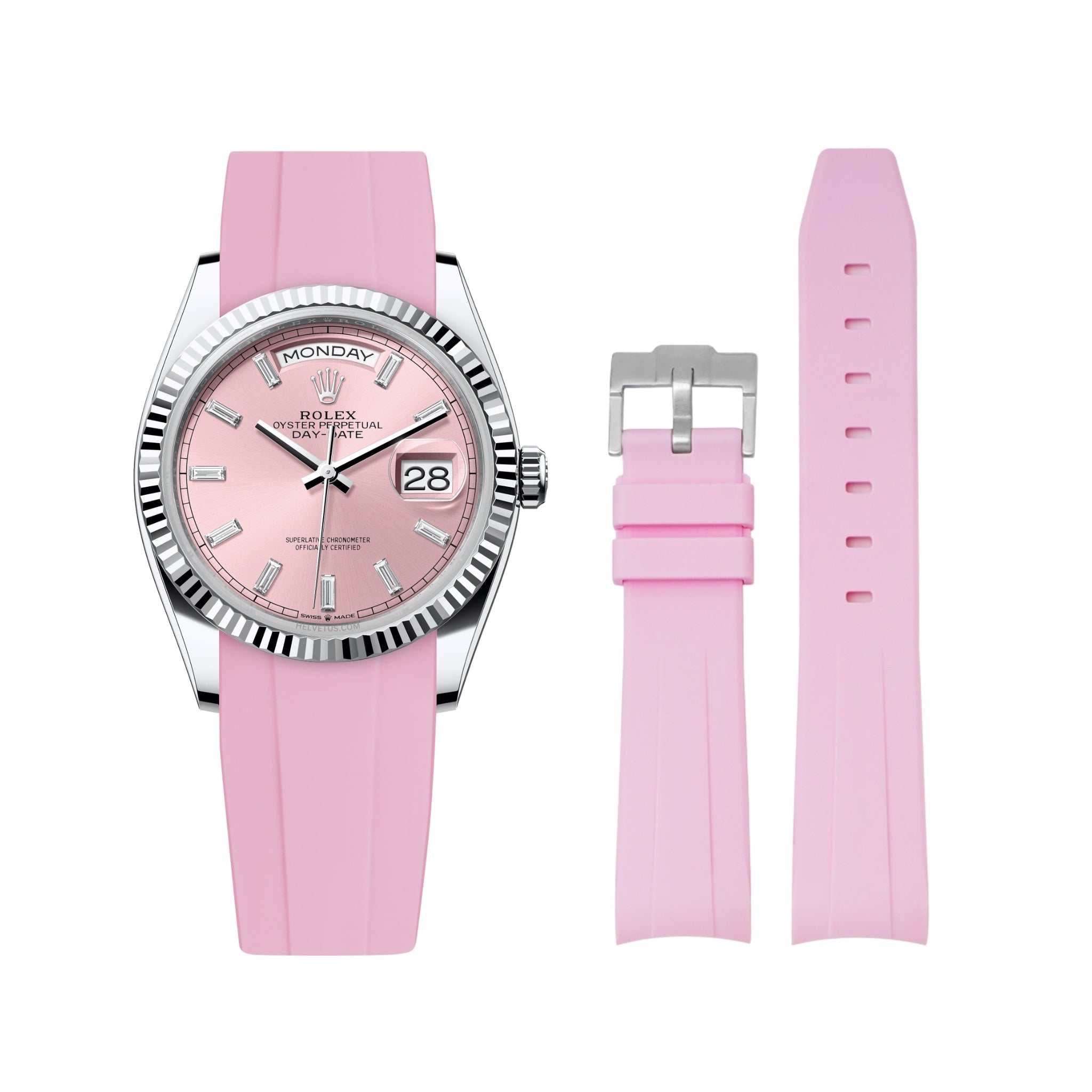 Rubber Strap - For Rolex Day - Date 36mm - Pink - Helvetus