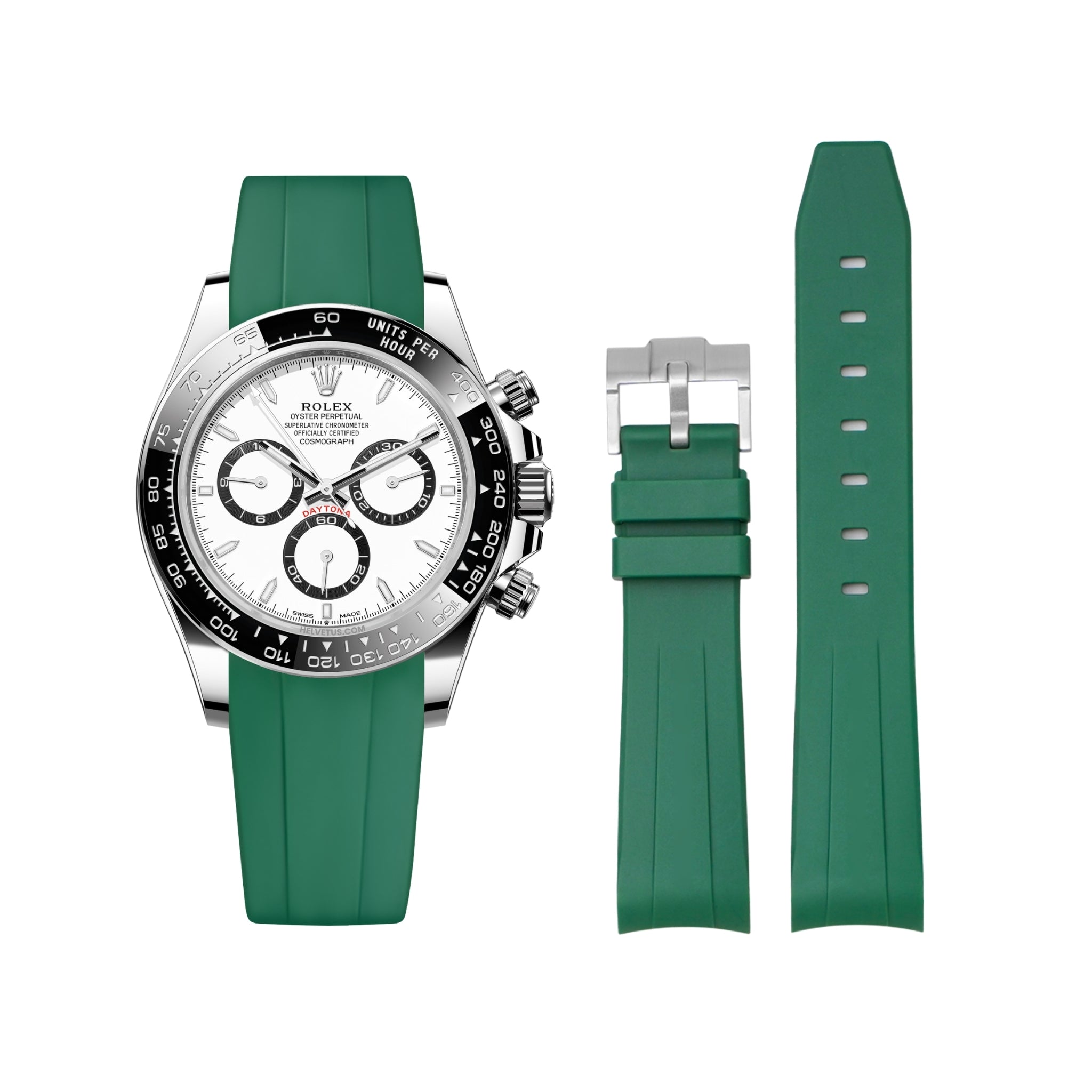 Rubber Strap - For Rolex Daytona - Green - Helvetus