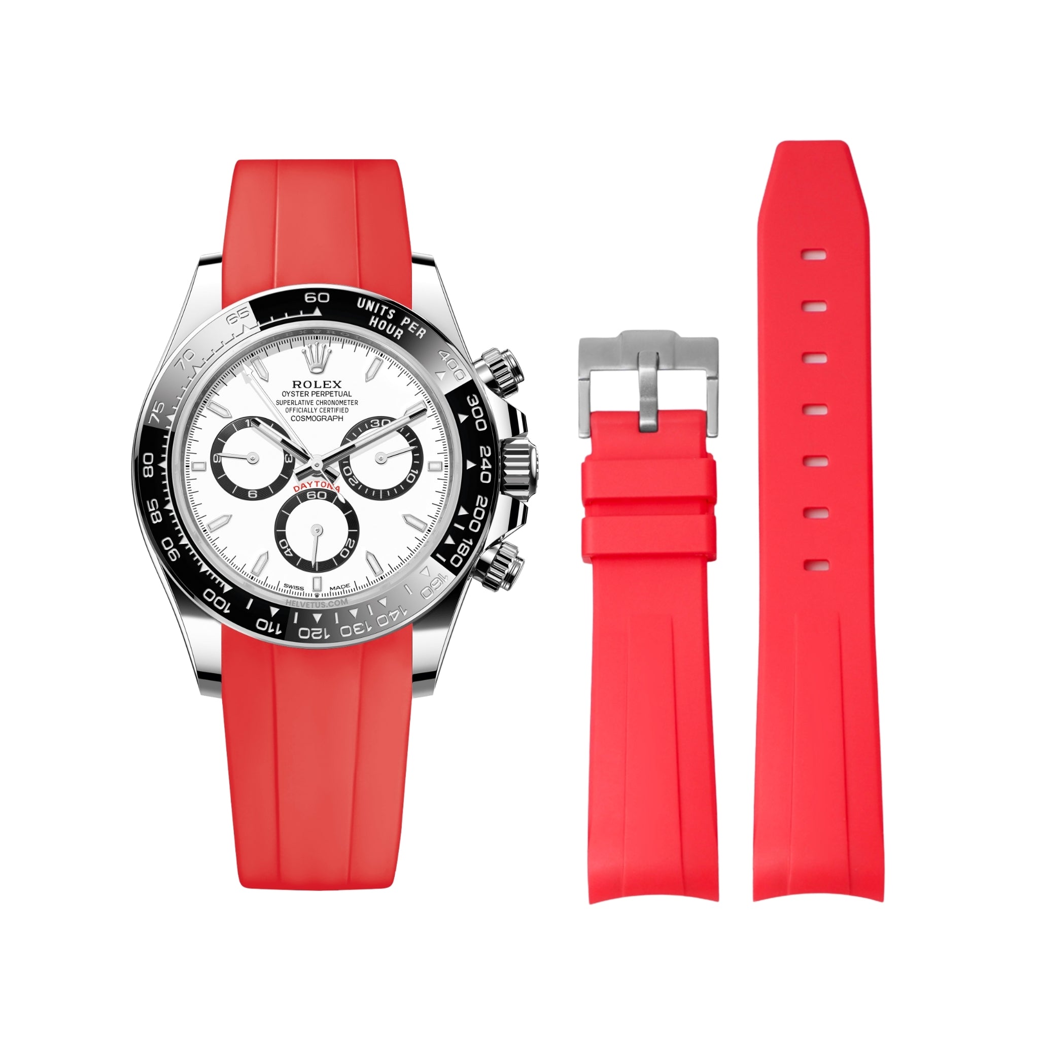 Rubber Strap - For Rolex Daytona - Red - Helvetus