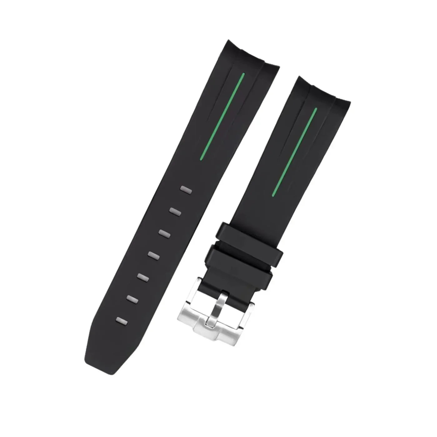 Rubber Strap - For Rolex Explorer II - Black w/Green Line | LuxLine® - Helvetus