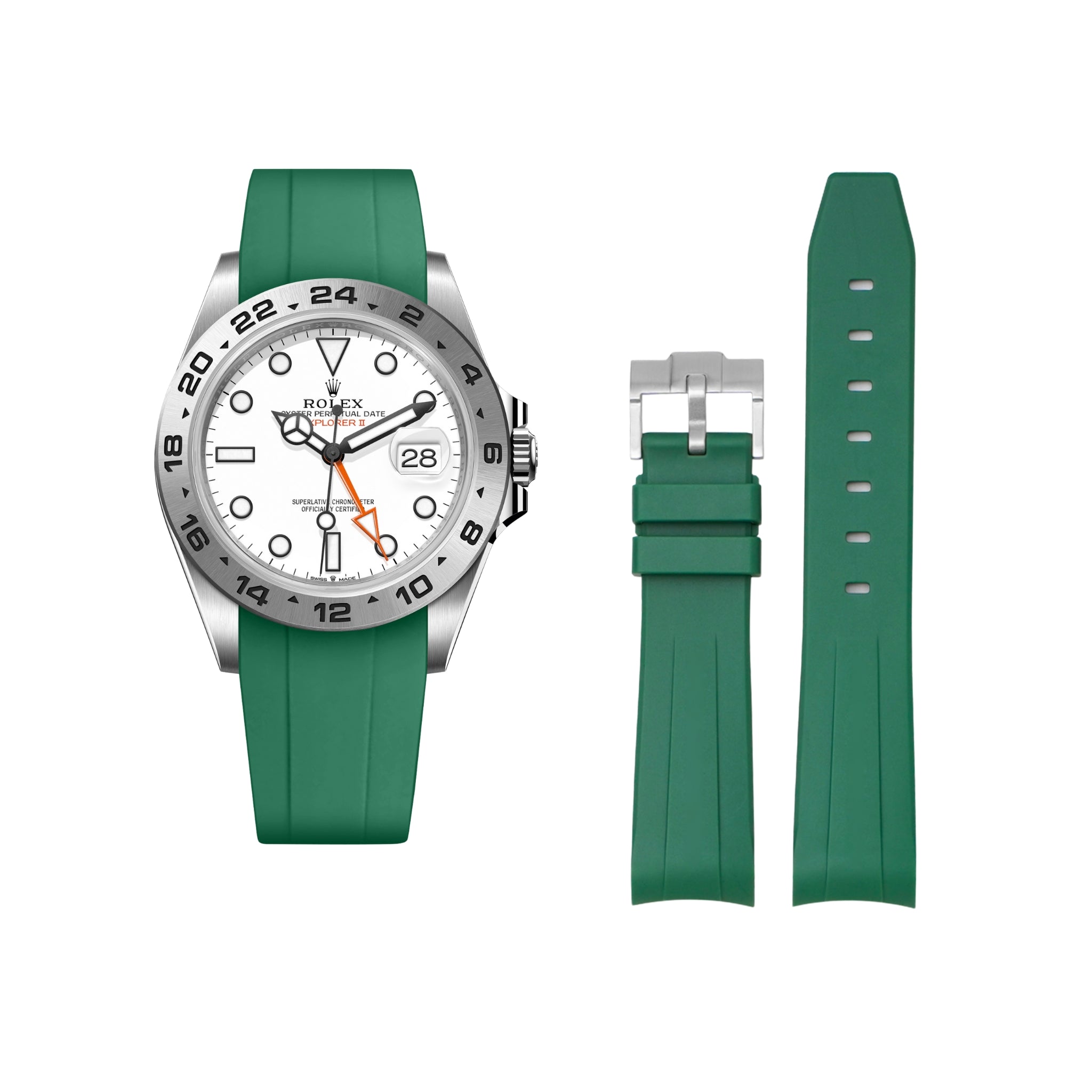 Rubber Strap - For Rolex Explorer II - Green - Helvetus