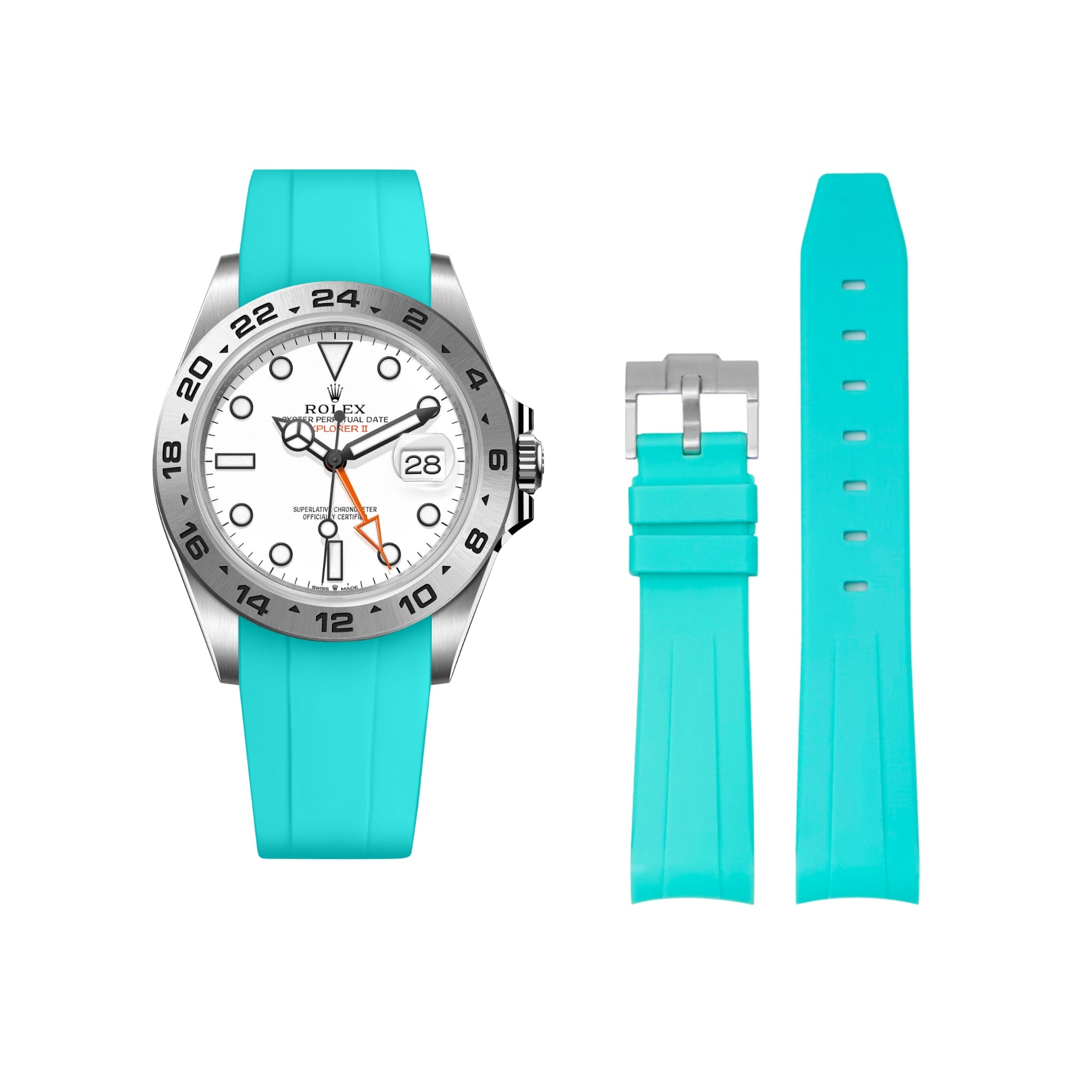 Rubber Strap - For Rolex Explorer II - Turquoise - Helvetus