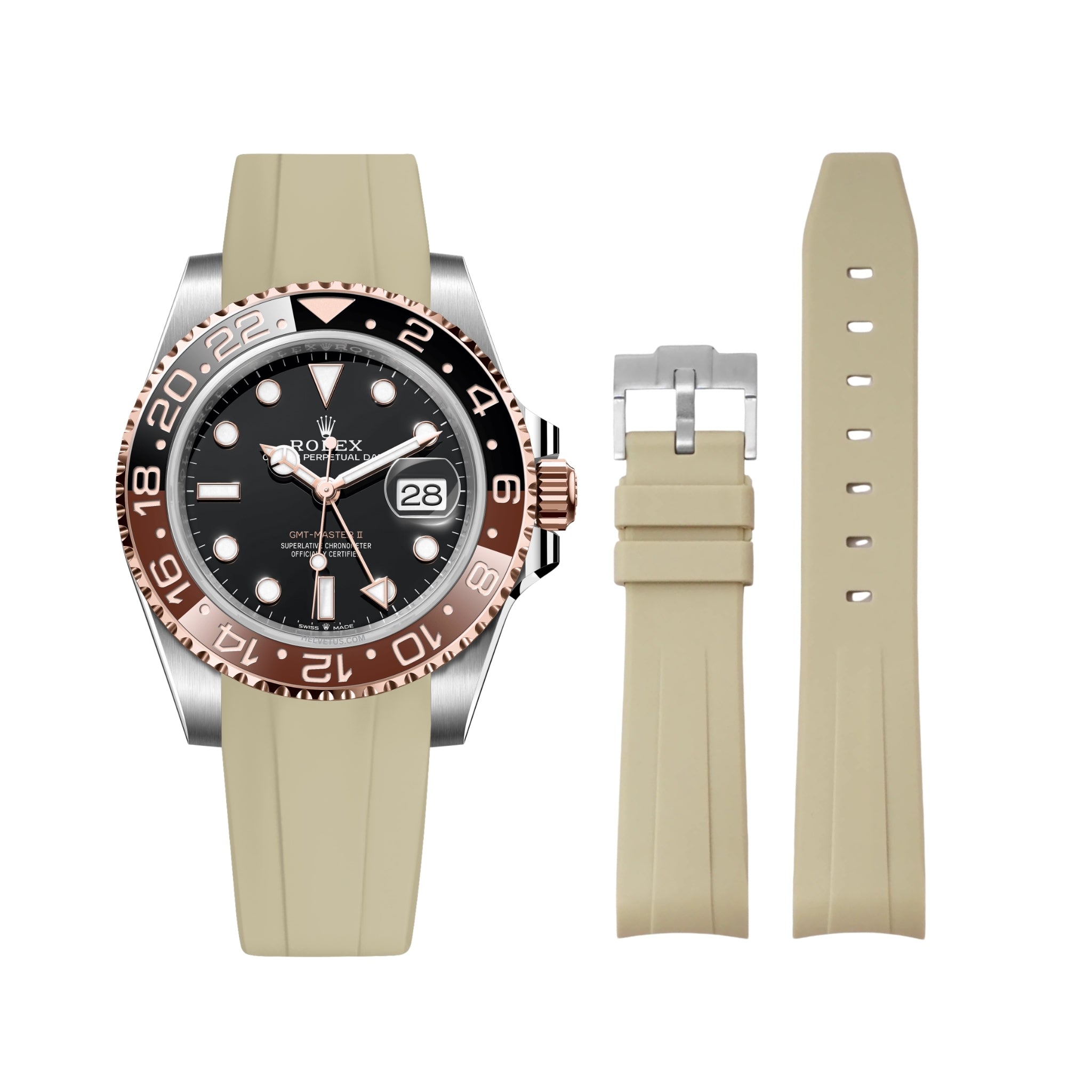 Rubber Strap - For Rolex GMT - Master II - Beige - Helvetus