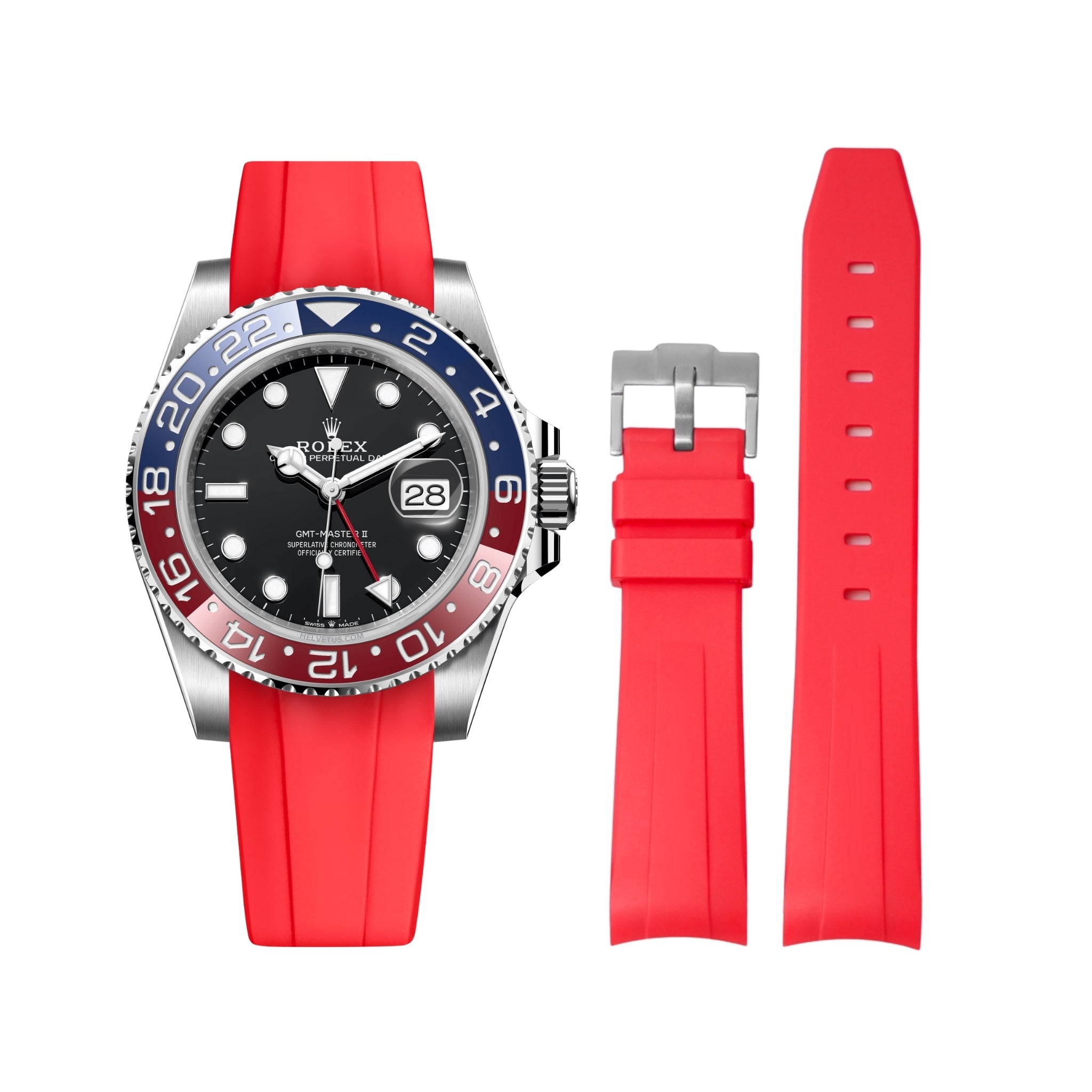 Rubber Strap - For Rolex GMT - Master II - Red - Helvetus