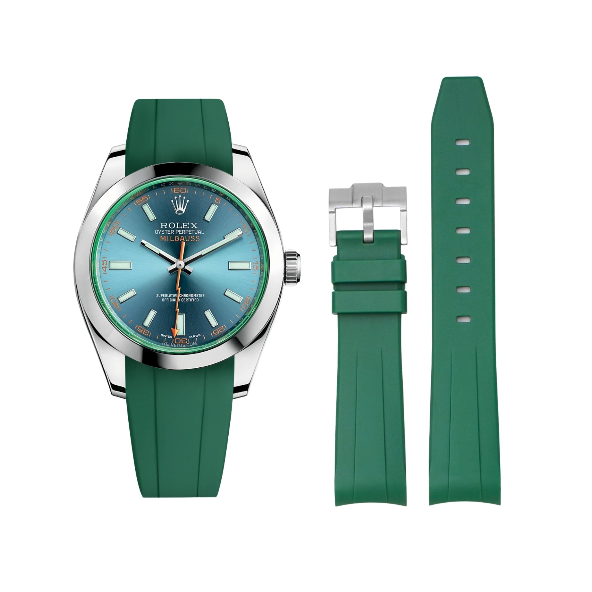 Rubber Strap - For Rolex Milgauss - Green - Helvetus