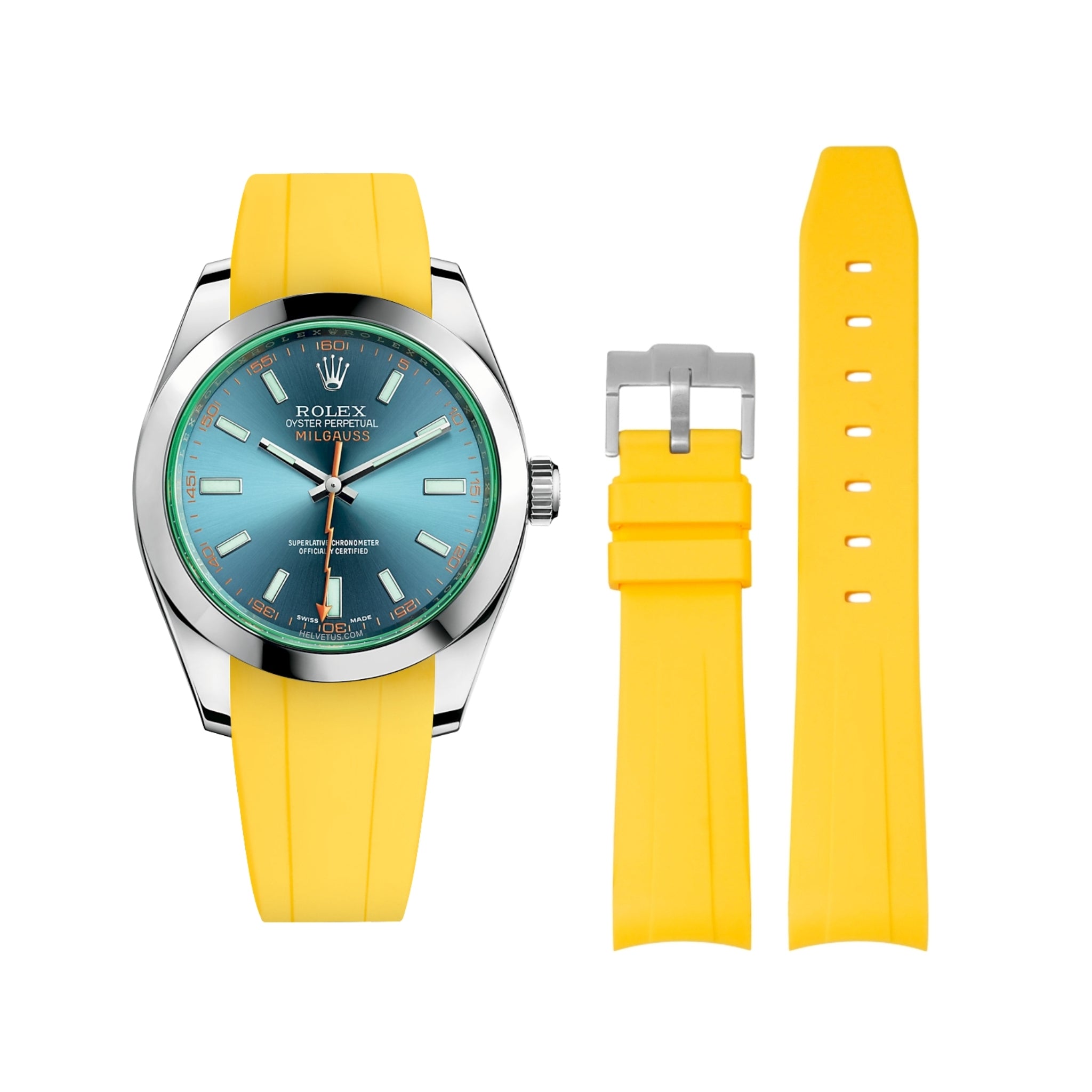 Rubber Strap - For Rolex Milgauss - Yellow - Helvetus