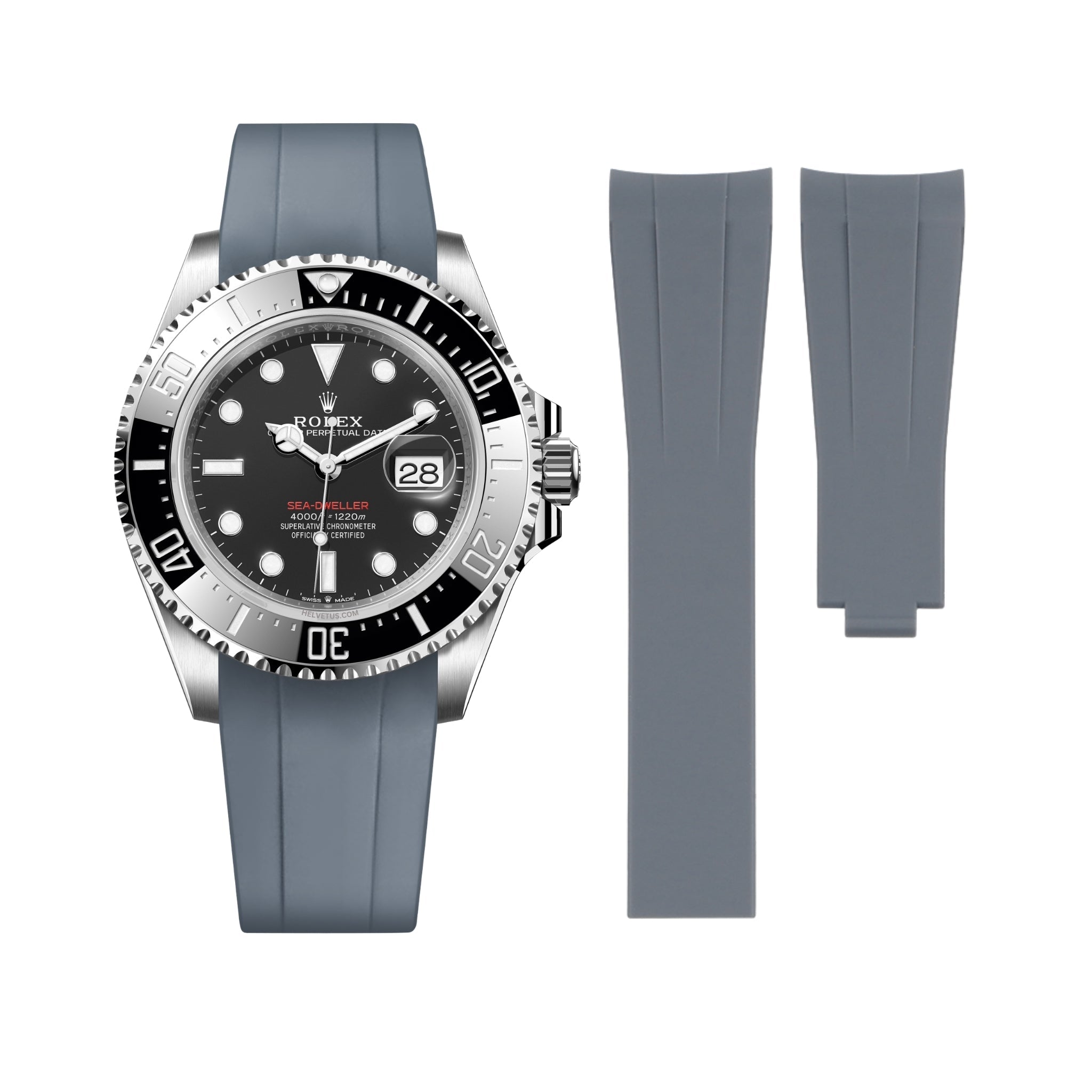 Rubber Strap - For Rolex Sea - Dweller 4000 - Grey - Helvetus