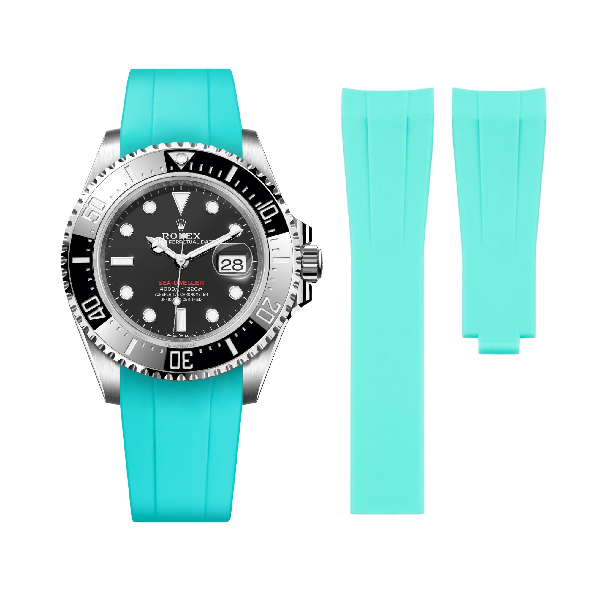 Rubber Strap - For Rolex Sea - Dweller 4000 - Turquoise - Helvetus