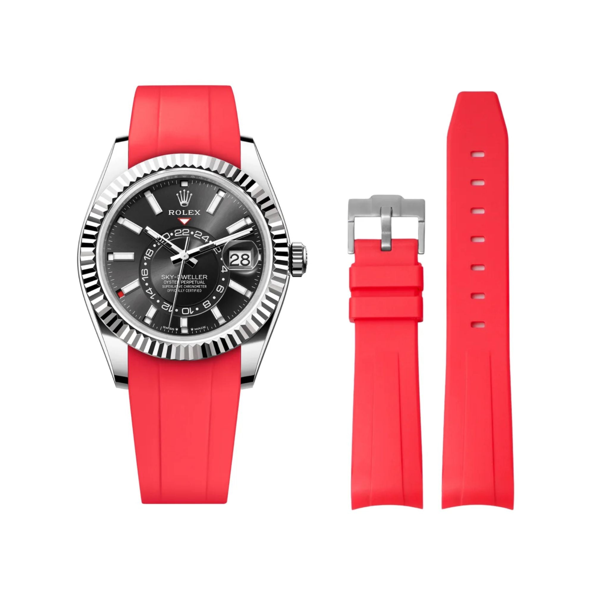 Rubber Strap - For Rolex Sky - Dweller - Red - Helvetus