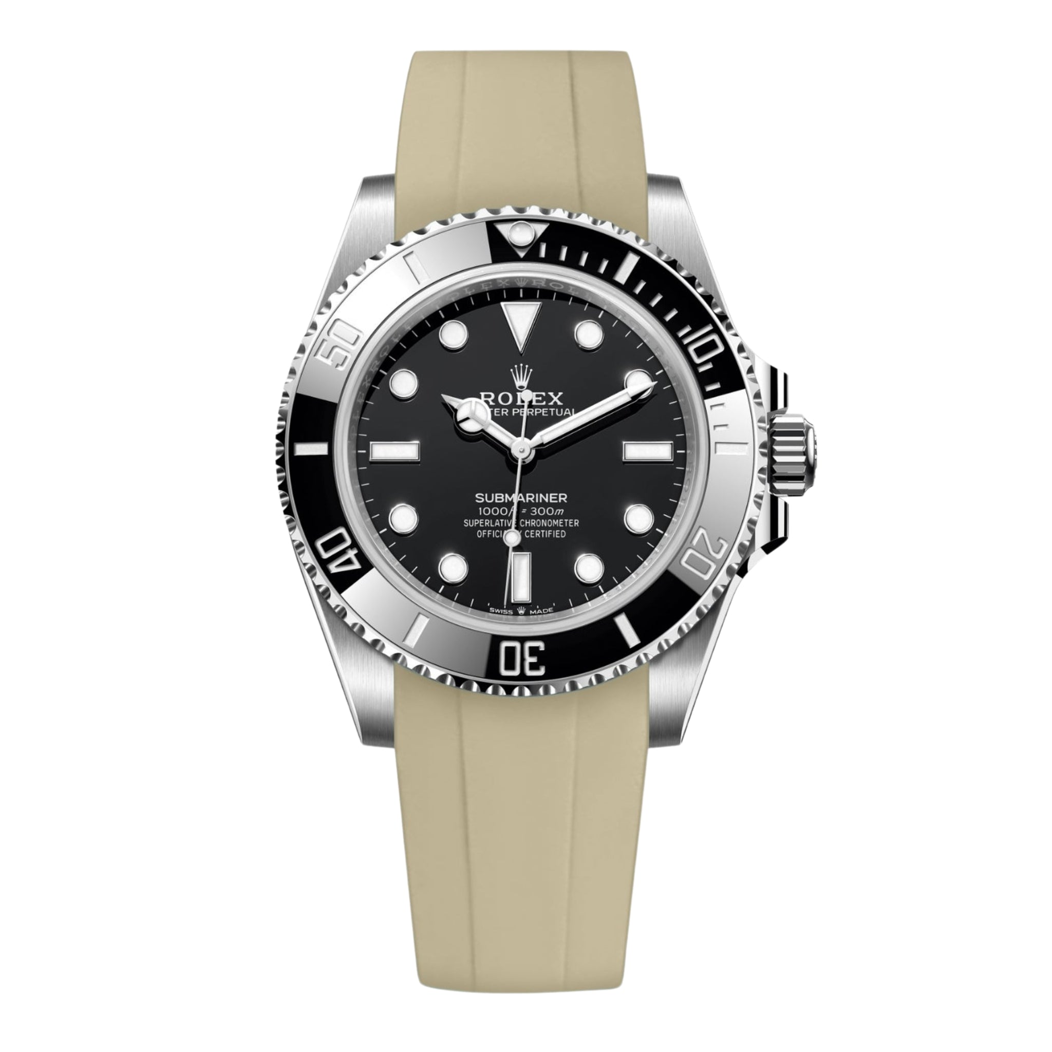 Rubber Strap - For Rolex Submariner - Beige - Helvetus