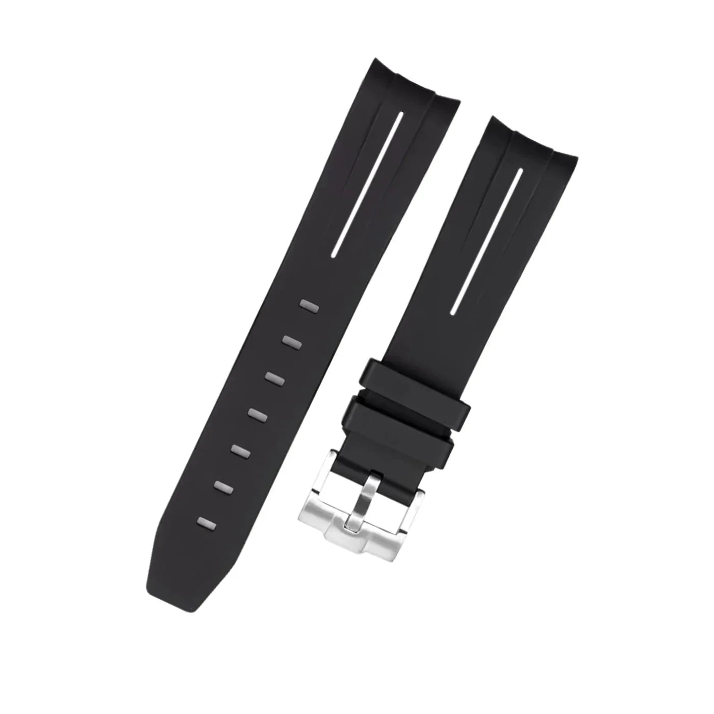 Rubber Strap - For Rolex Submariner - Black w/White Line | LuxLine® - Helvetus