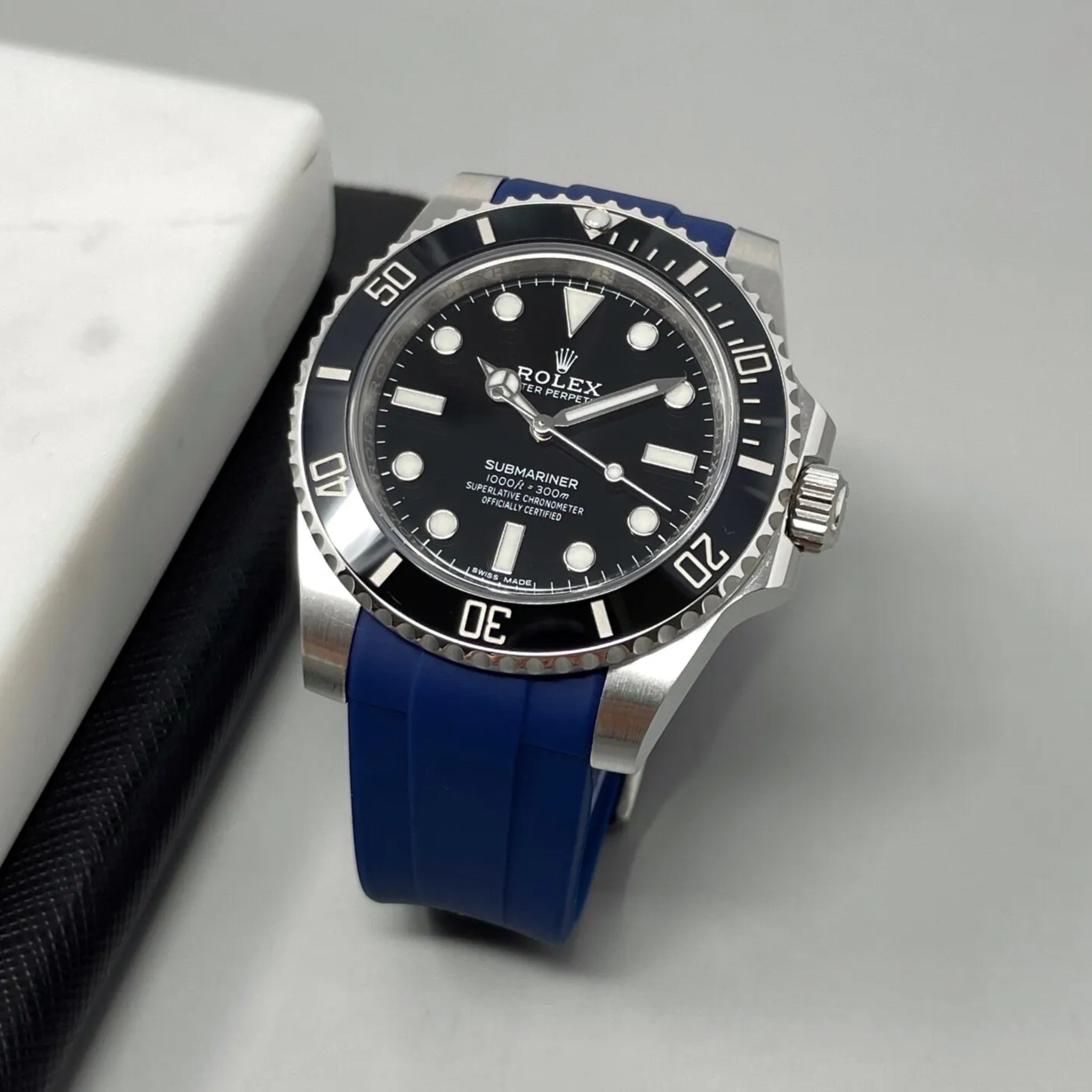 Rubber Strap - For Rolex Submariner - Navy Blue - Helvetus