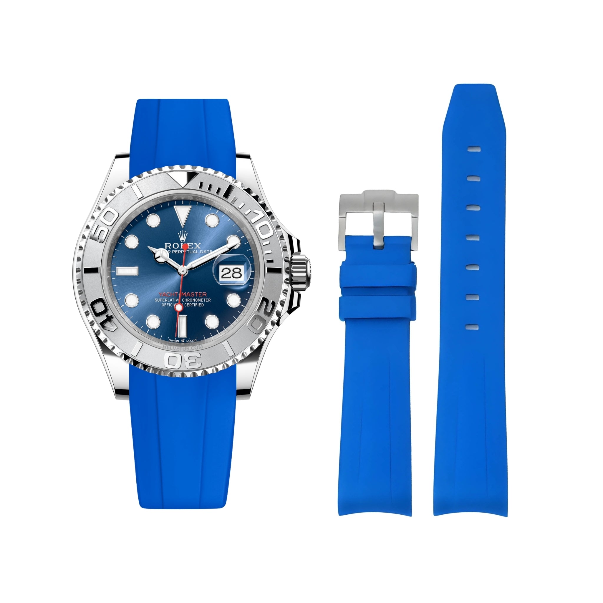 Rubber Strap - For Rolex Yacht - Master - Blue - Helvetus