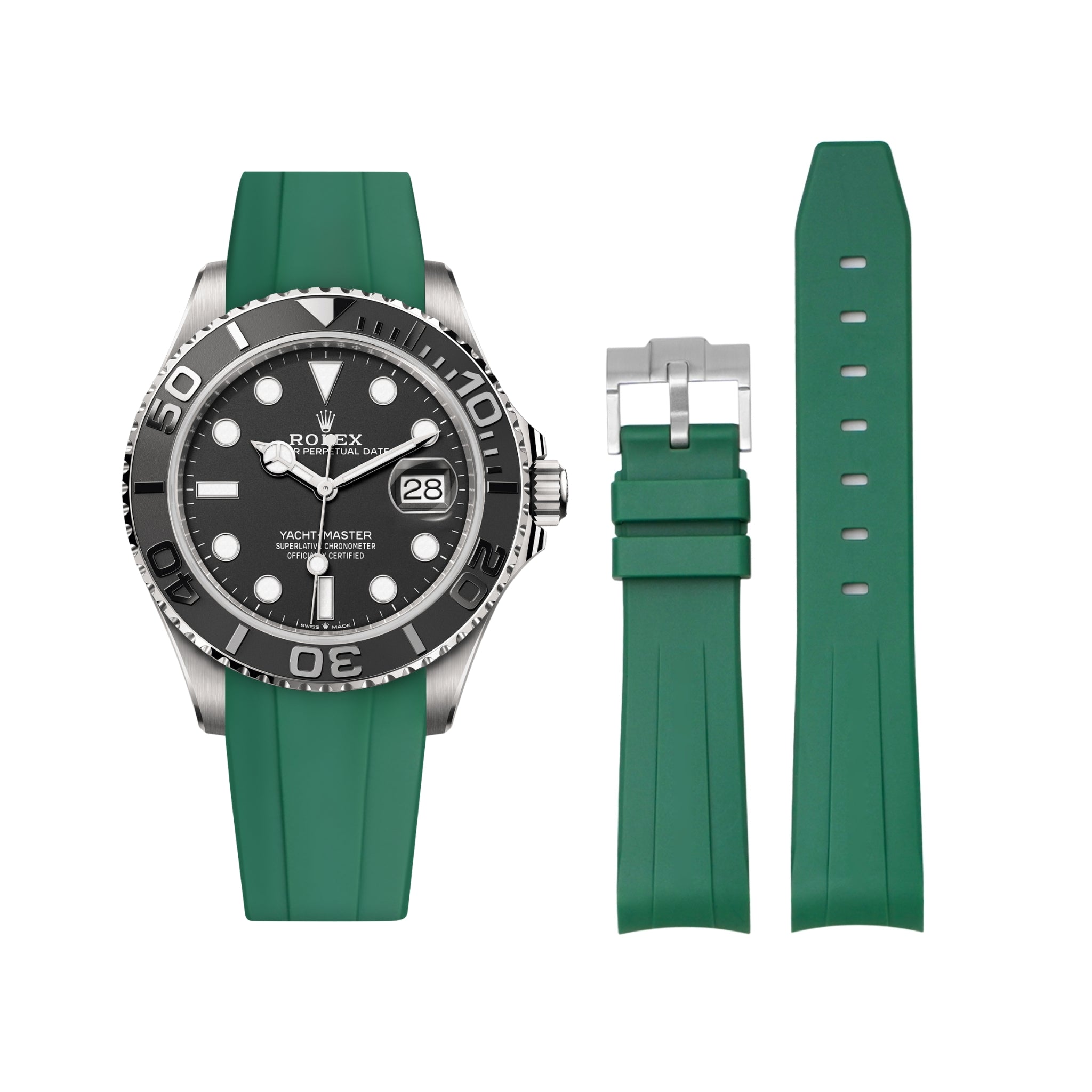 Rubber Strap - For Rolex Yacht - Master - Green - Helvetus