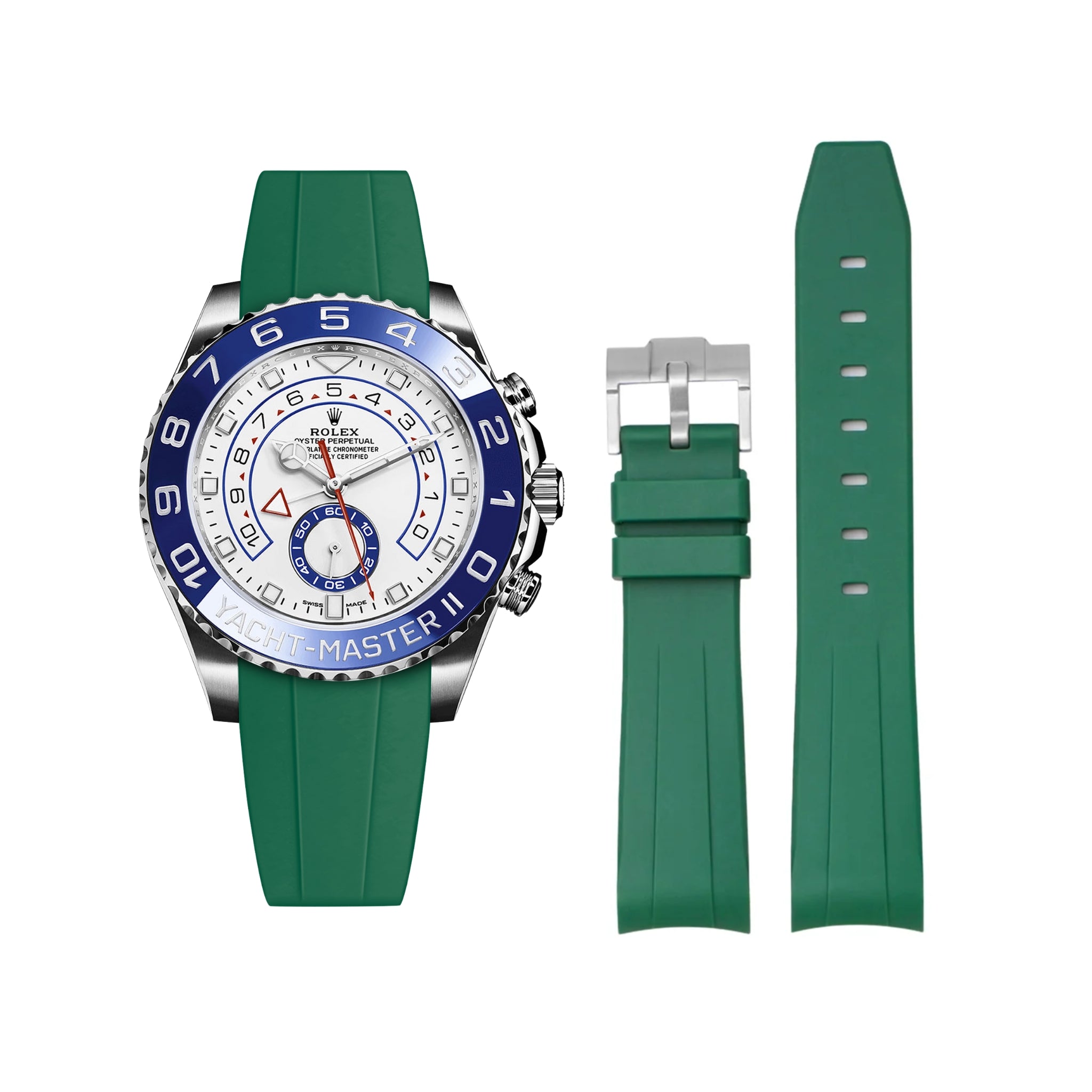 Rubber Strap - For Rolex Yacht - Master II - Green - Helvetus