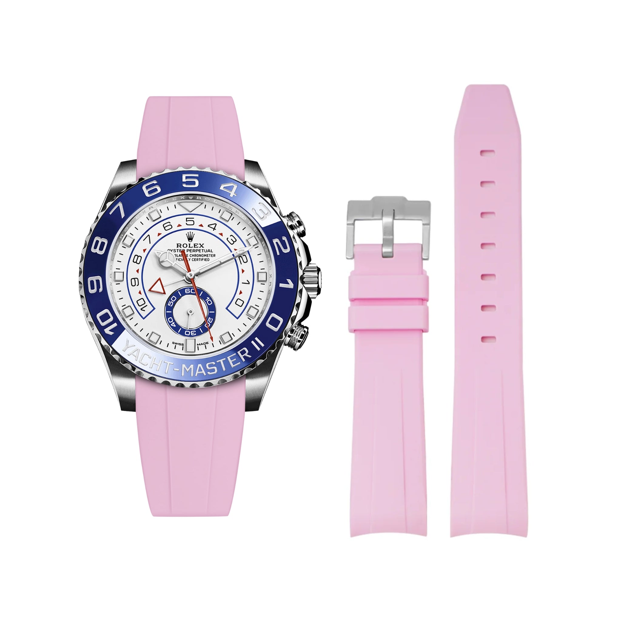 Rubber Strap - For Rolex Yacht - Master II - Pink - Helvetus