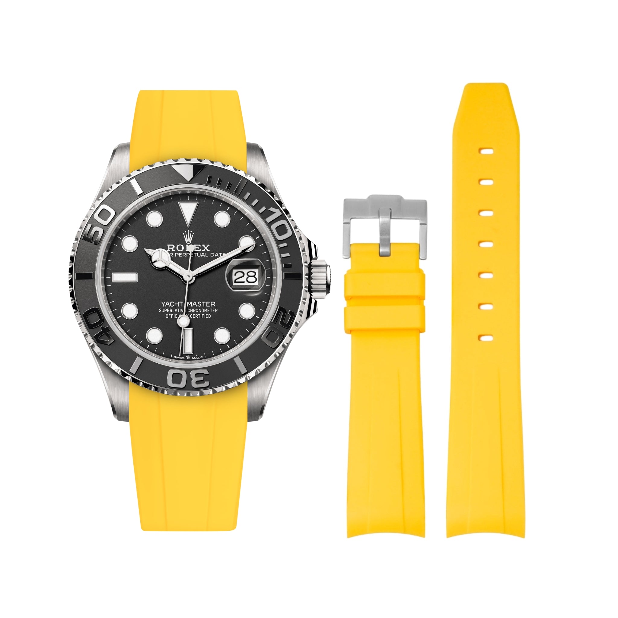 Rubber Strap - For Rolex Yacht - Master - Yellow - Helvetus