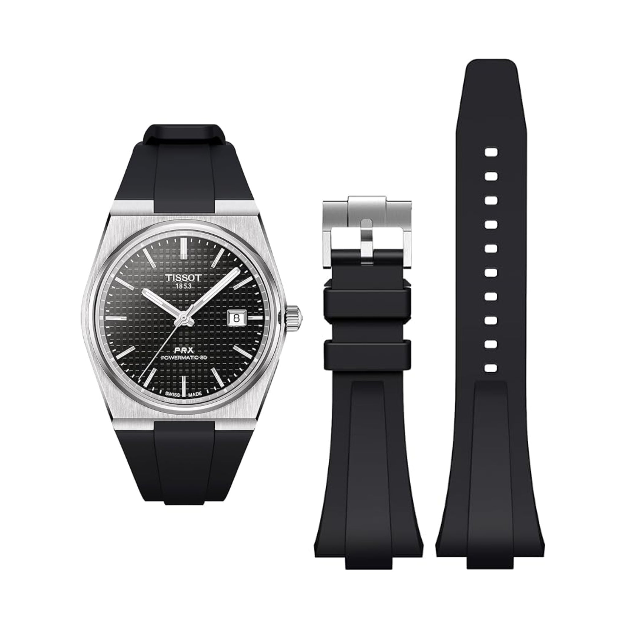 Rubber Strap - For Tissot PRX - Black - Helvetus