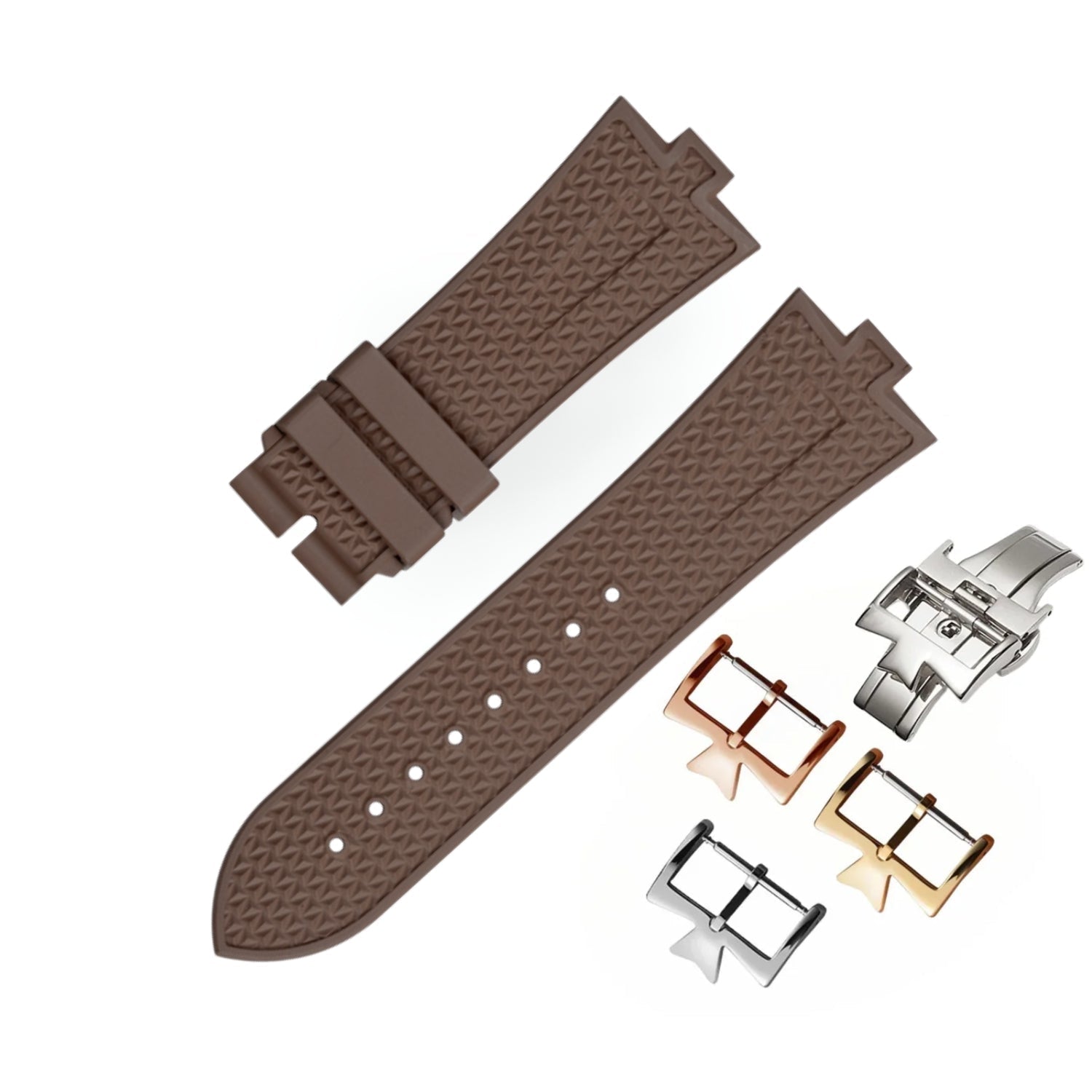 Texturiertes Kautschukarmband – Für Vacheron Constantin Overseas 25 mm – Braun - Helvetus DE